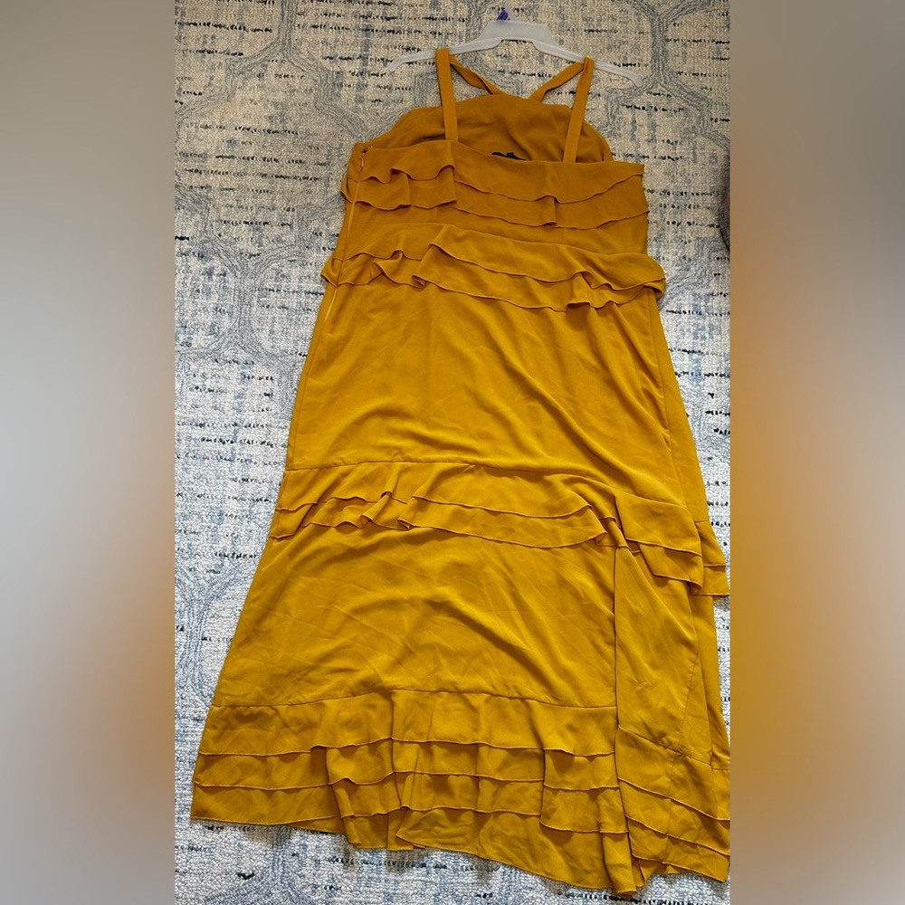 Eloquii formal tiered ruffle dress. Size 20. Beautiful yellow/mustard color. - Picture 3 of 5